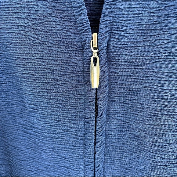 Alfred Dunner Royal Blue Ruched Lightweight Zip Up 3/4 Sleeve Pockets Jacket - Picture 3 of 10